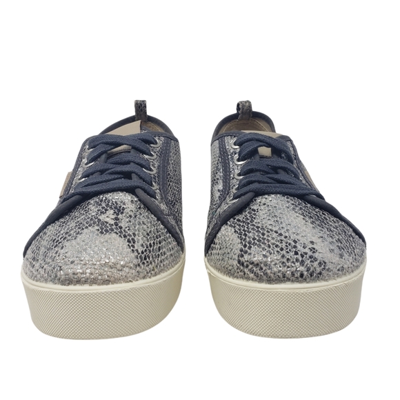 Zara Snakeskin Tennis Shoes Size EU 37  US 6.5 Lace Up Gray Silver Cream Color - Picture 3 of 11